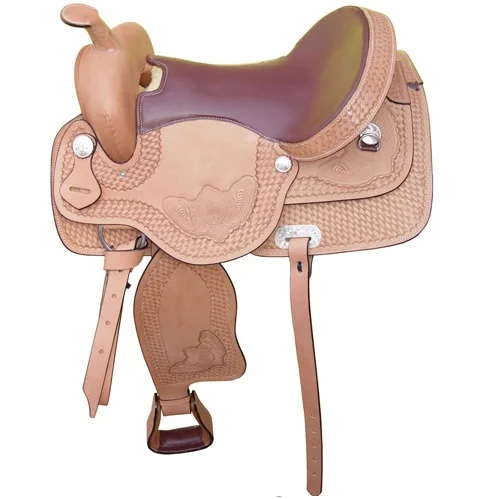 Heavy Duty Western Trail Pleasure Hand Tolling Premium Leather Beautiful Show Saddle with Tack Set in Wholesale Price