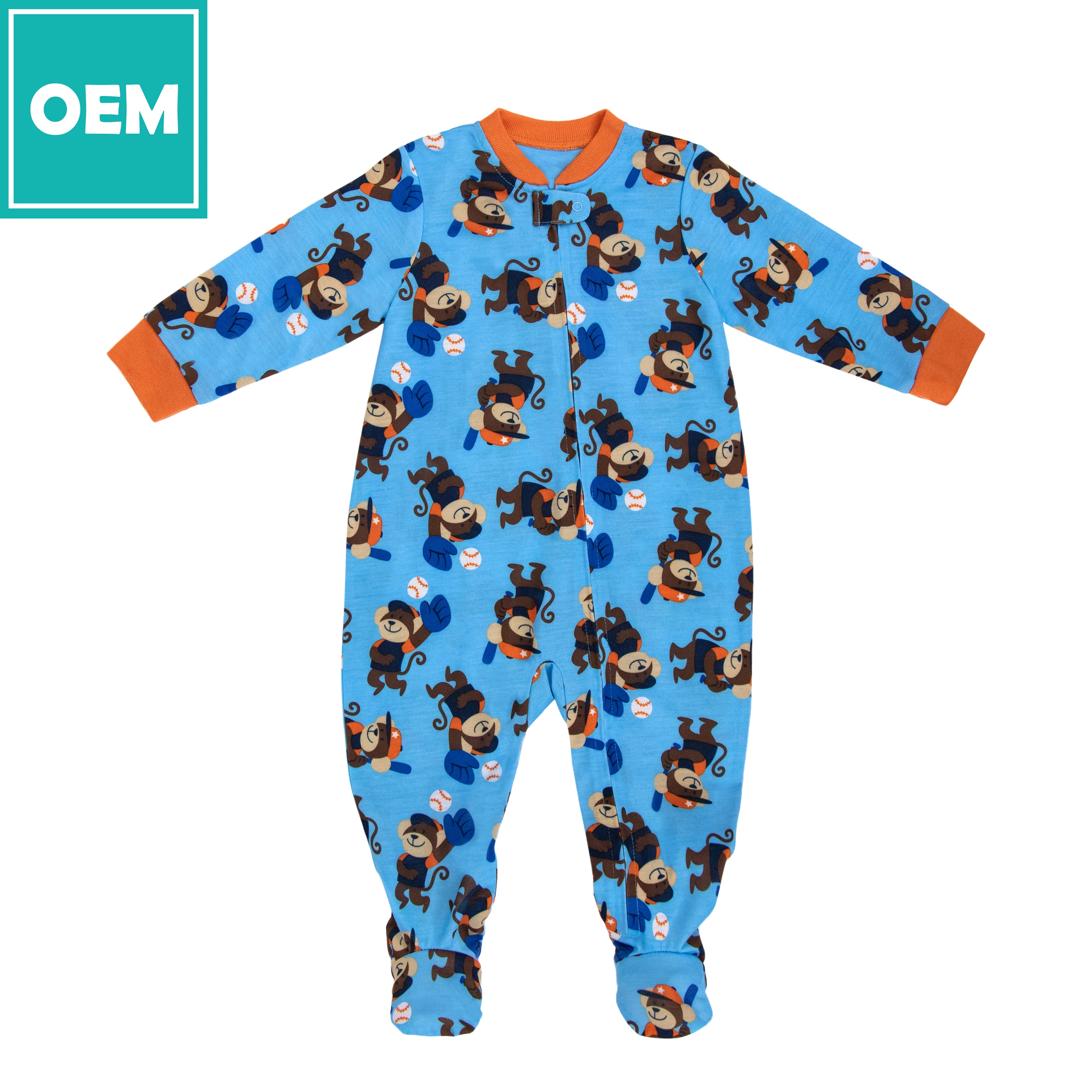 JOYUAN GARMENT MANUFACTURER BR190803 baby romper - custom OEM unisex boy jumpsuit onesie polyester pajamas custom stripe blue
