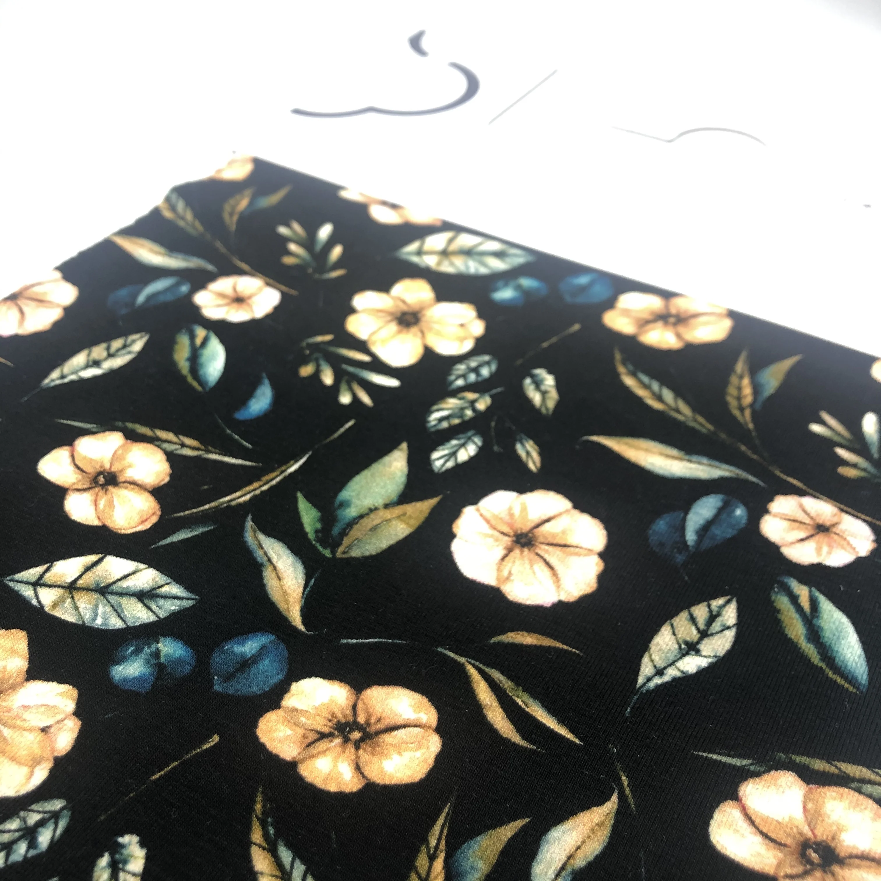 Оптовая продажа, однотонная трикотажная ткань с цветочным принтом, 96% органический хлопок, 4% El