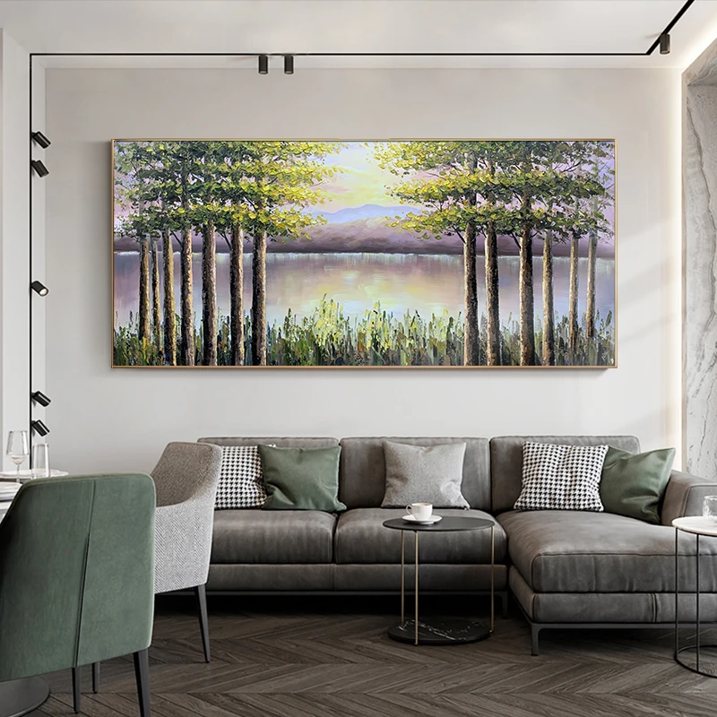 Abstract Golden Leaf Canvas Painting Modern Wall Art Decorative Picture Nordic Style Living Room 20*39 inch