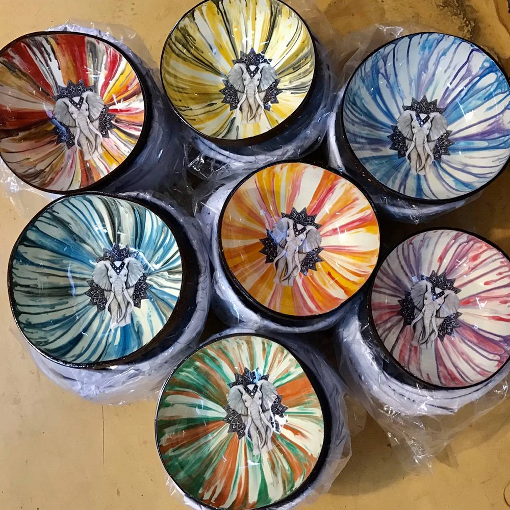 Lacquer coconut shell bowl