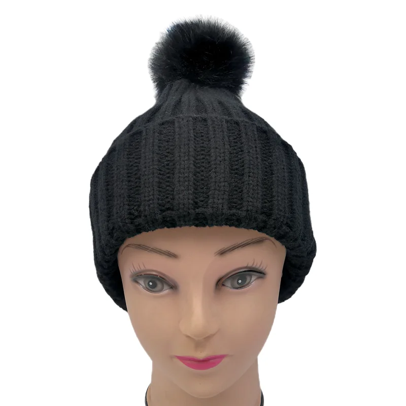 Black plush knitted hat  wholesale  runners cap hats embroidered  custom blank baseball cap trucker hat no mesh