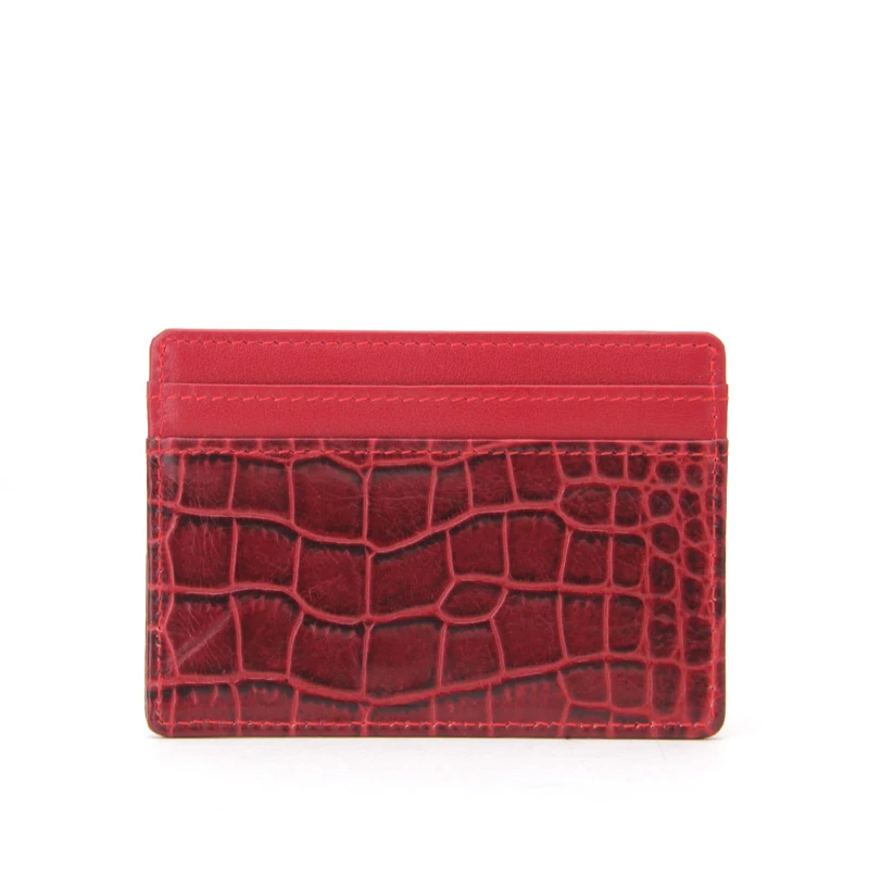RFID Blocking Custom OEM Mens PU Crocodile Business Credit Card Holder
