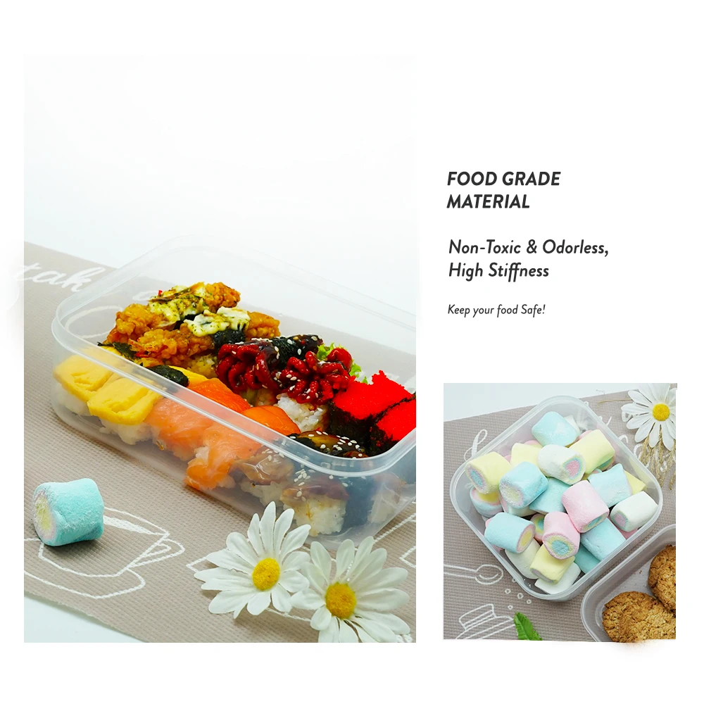 Elianware Clear Transparent Body Plastic Square Fridge Container Storage Box Easily For Placed Seafood and Fruits