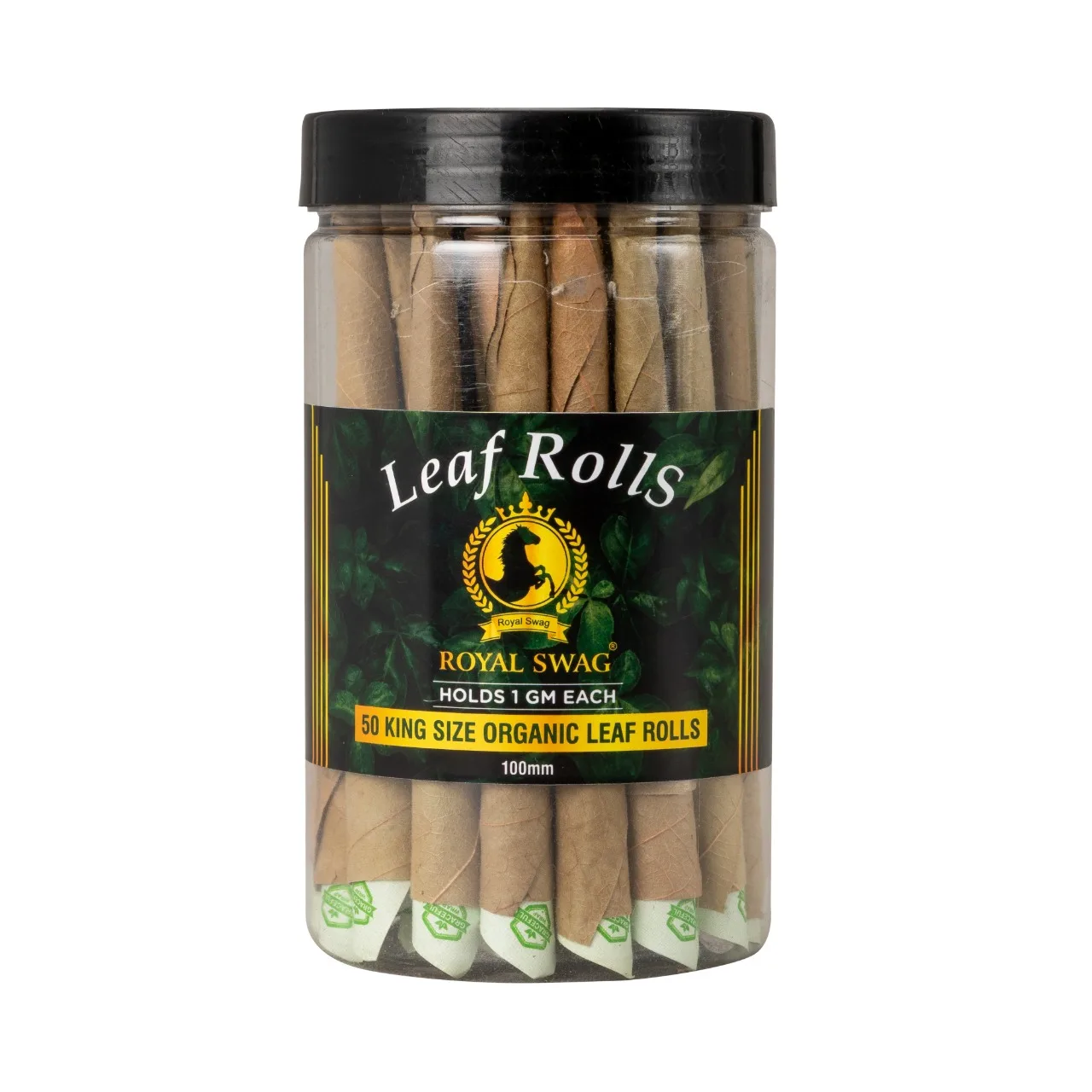 Royal Swag 100 MM King Size Leaf Rolls Ready to Use Cones Jar with 1 filling stick, Super Slow Burning, Real Tendu Palm Leaf