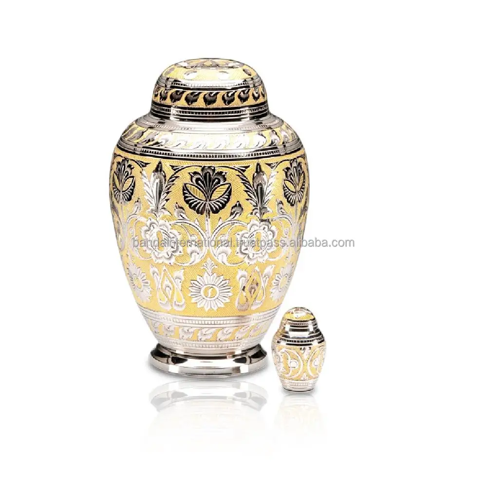 Оптовая продажа урны для кремации похоронные принадлежности латунная урна взрослых человеческого пепла с эмалированной краской и гравировальной лентой