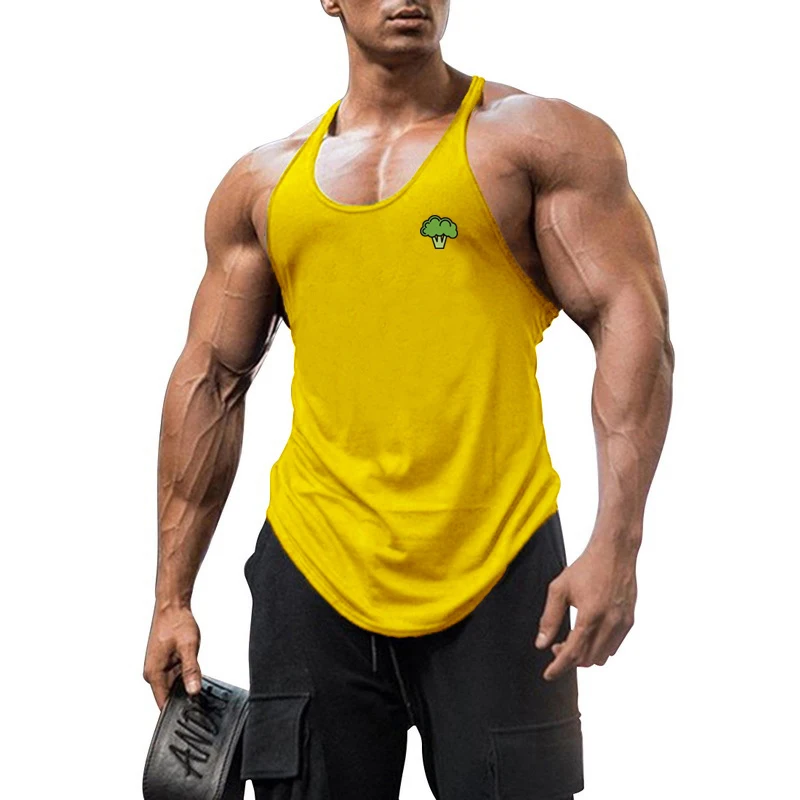 Custom Logo Bodybuilding Y Back Gym Clothing Fitness Vest Singlet athletic Sleeveless undershirt cotton Stringer Tank Top Men