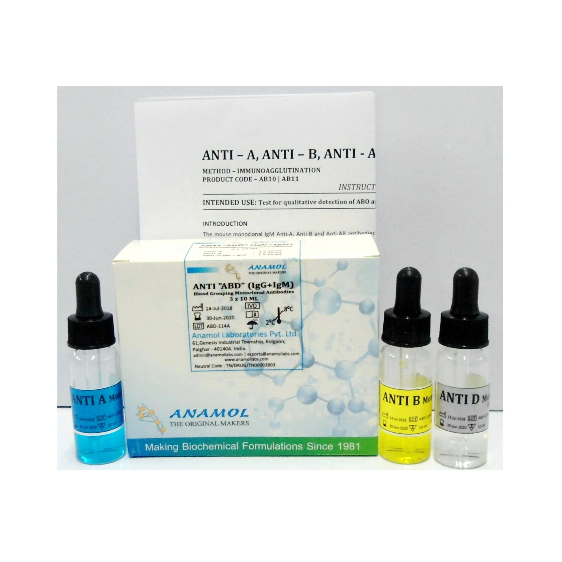 Blood Grouping Reagent Manufacturer 3x10ml Blood Test Kit