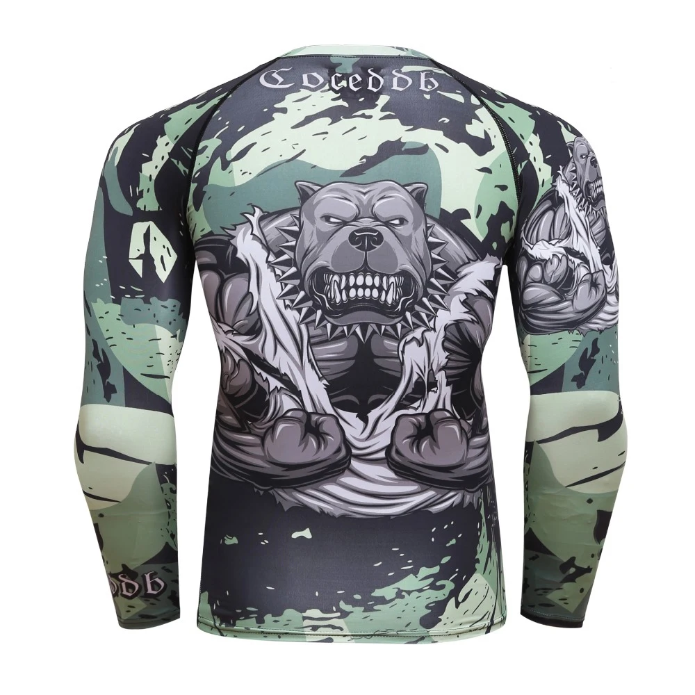 Compression Polyester Spandex Rash Guards Sublimation Customer MMA Long Sleeve Rash Guard