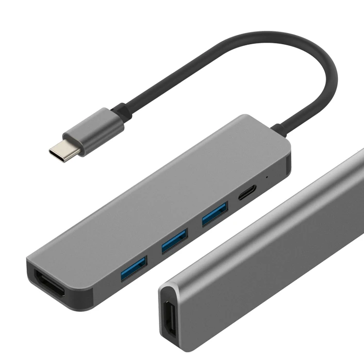 5 in 1 USB Type C Port to HDMI+USB-A+PD Hub USB-C 3.0 Adapter for Chromebook/Matebook
