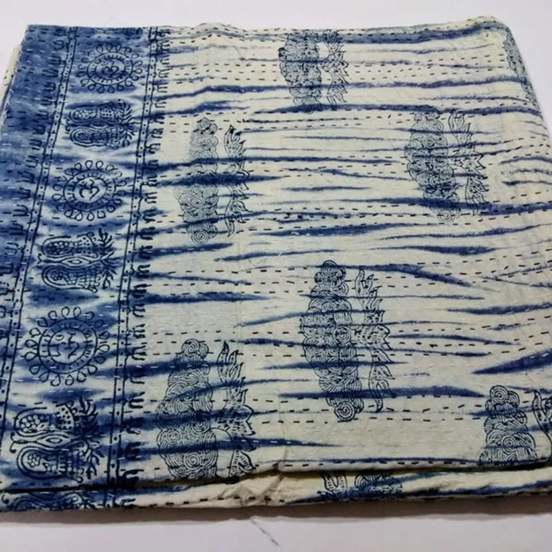 Хлопковое покрывало Kantha для кровати роскошное