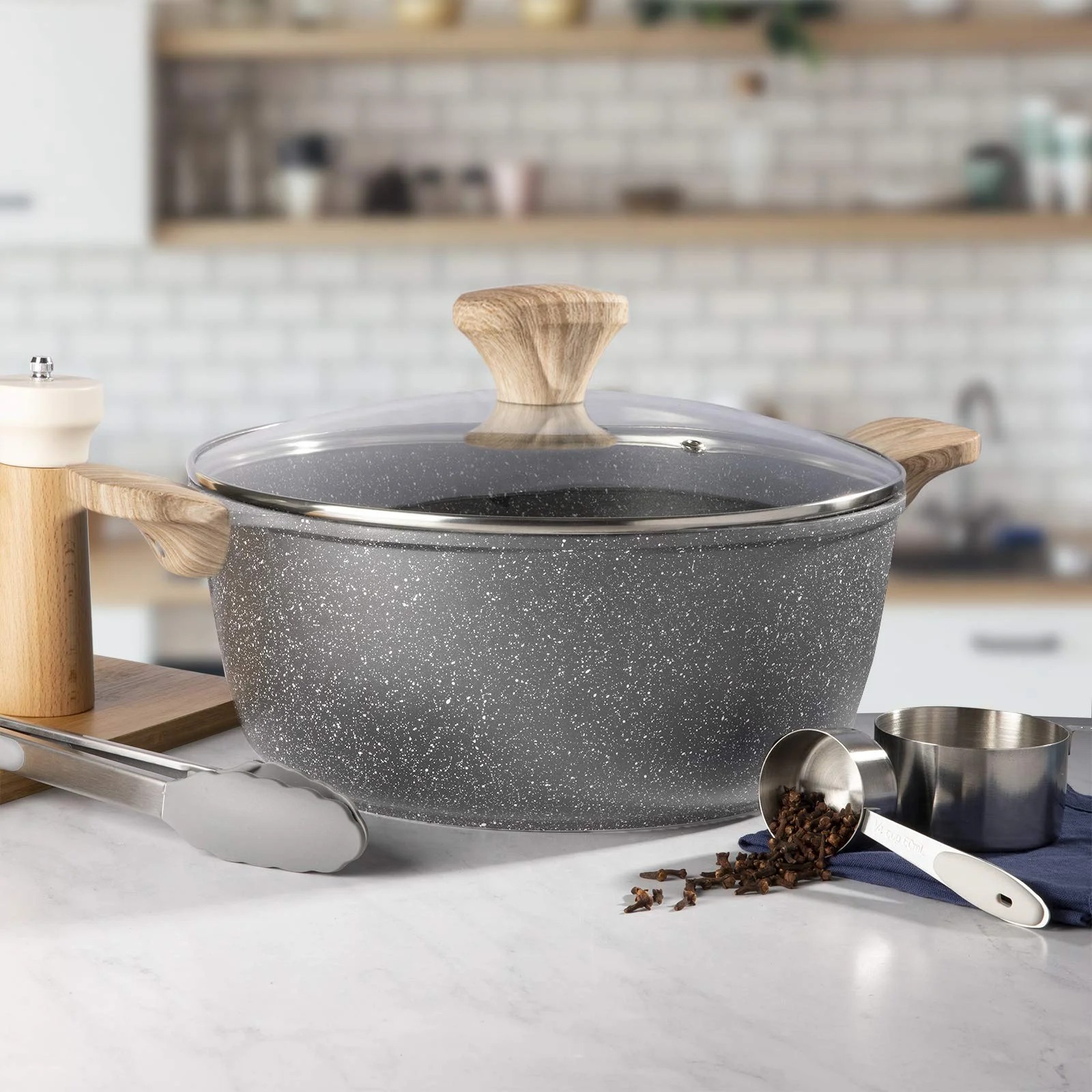 Maisons Hot Selling 4pcs Frying Pan Grill Pan Set Dutch Oven with Lid Non Stick Coating Soup Stock Pots Set