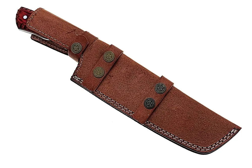 100% Top High Quality Damascus Steel Tracker knife/ Camping survival knife wooden handle with pure Leather Sheath  SCW-TK-0010