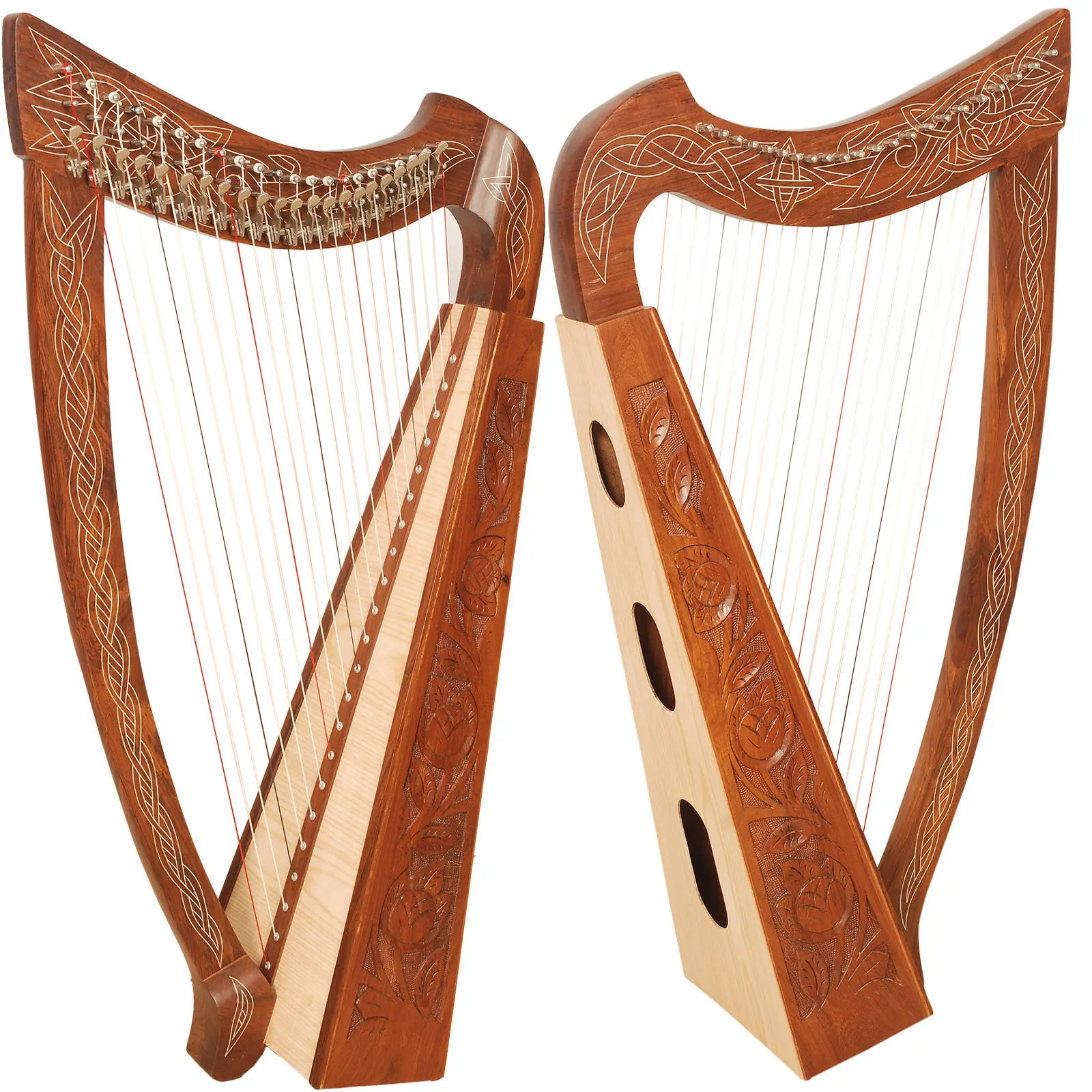 Irish Engraved Harp 22 Strings with Carry Bag