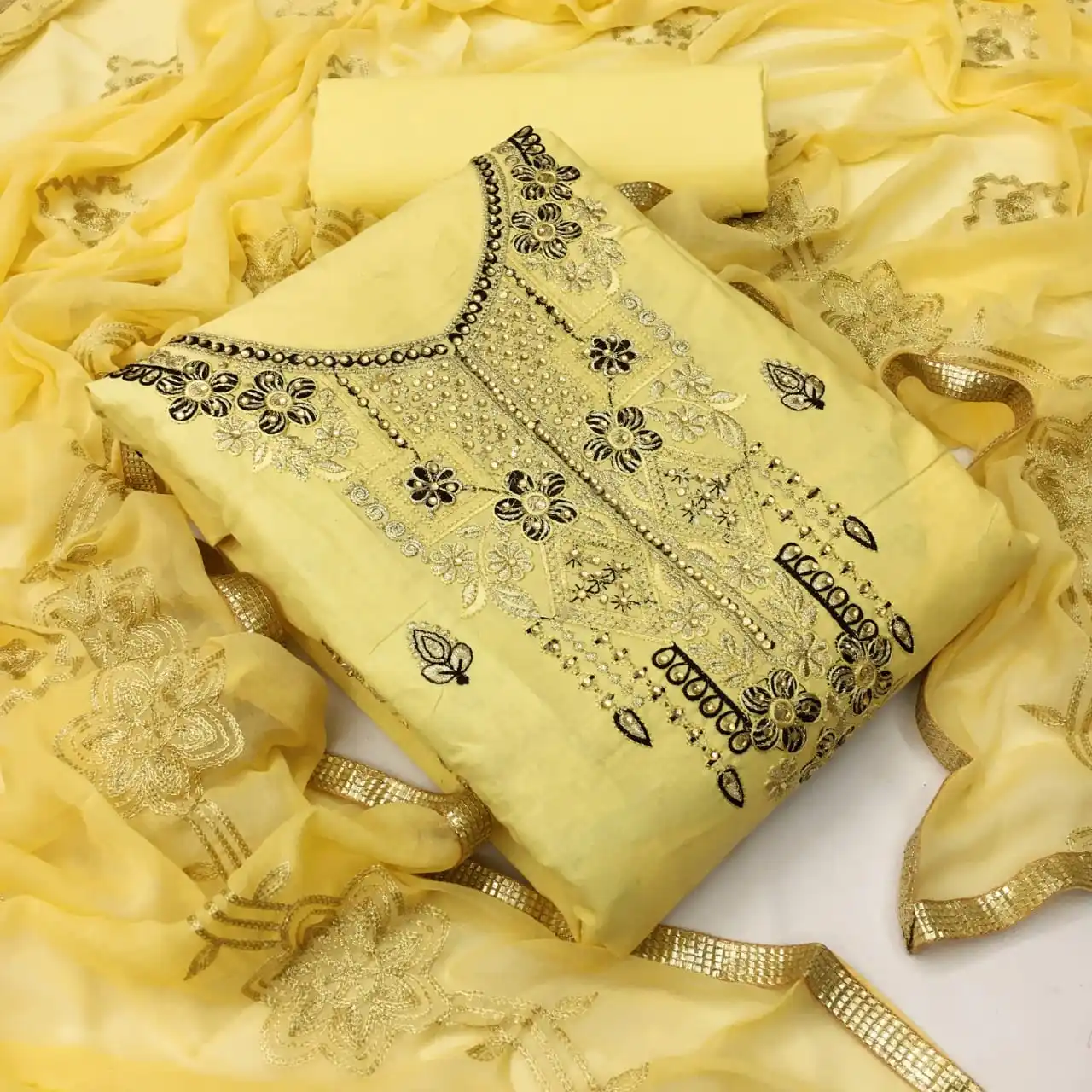 Хлопковая женская одежда Chanderi ручной работы Salwar Kameez с Nazneen Dupatta новейший дизайн
