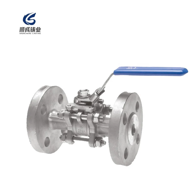 ANSI Class 300 3 Piece Stainless Steel Flanged SS Ball Valve with Handle
