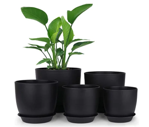 Custom Sizes And Logo Plastic Plant Pot With Drainage Hole And Tray Decorative Planters For Flowers Succulents Cactus Plants