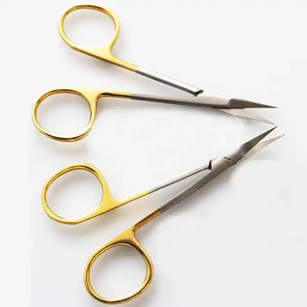 
2021 Straight Iris scissors surgical curved iris scissors with gold handle 