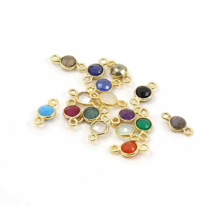  Соединитель из серебра 925 пробы с круглым покрытием твердого Агата