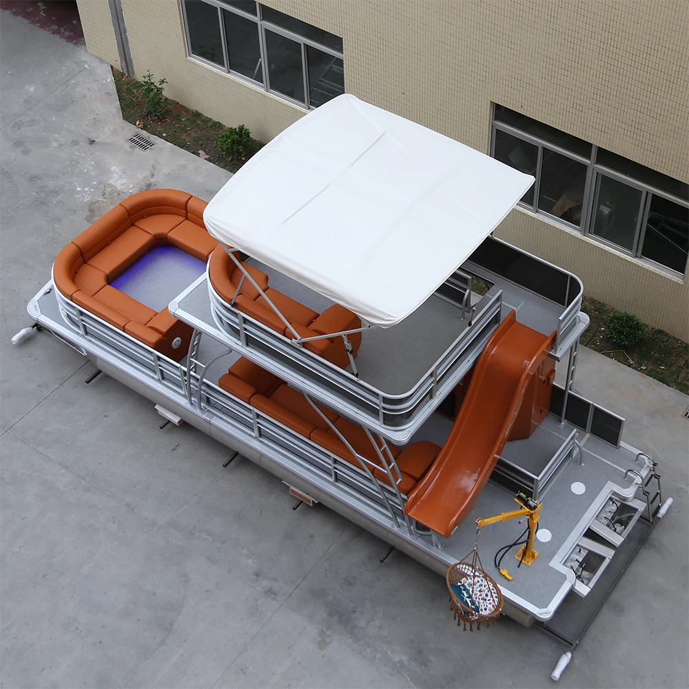 28ft 300HP Tritoon Pontoon Boat With Bathroom For Sale