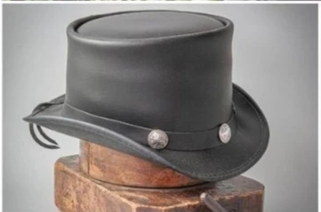 Leather Cowboy Hat Wide Brim Western Style Knight Hat for Men & Women Outdoor Cowgirl Hat Charring Edge