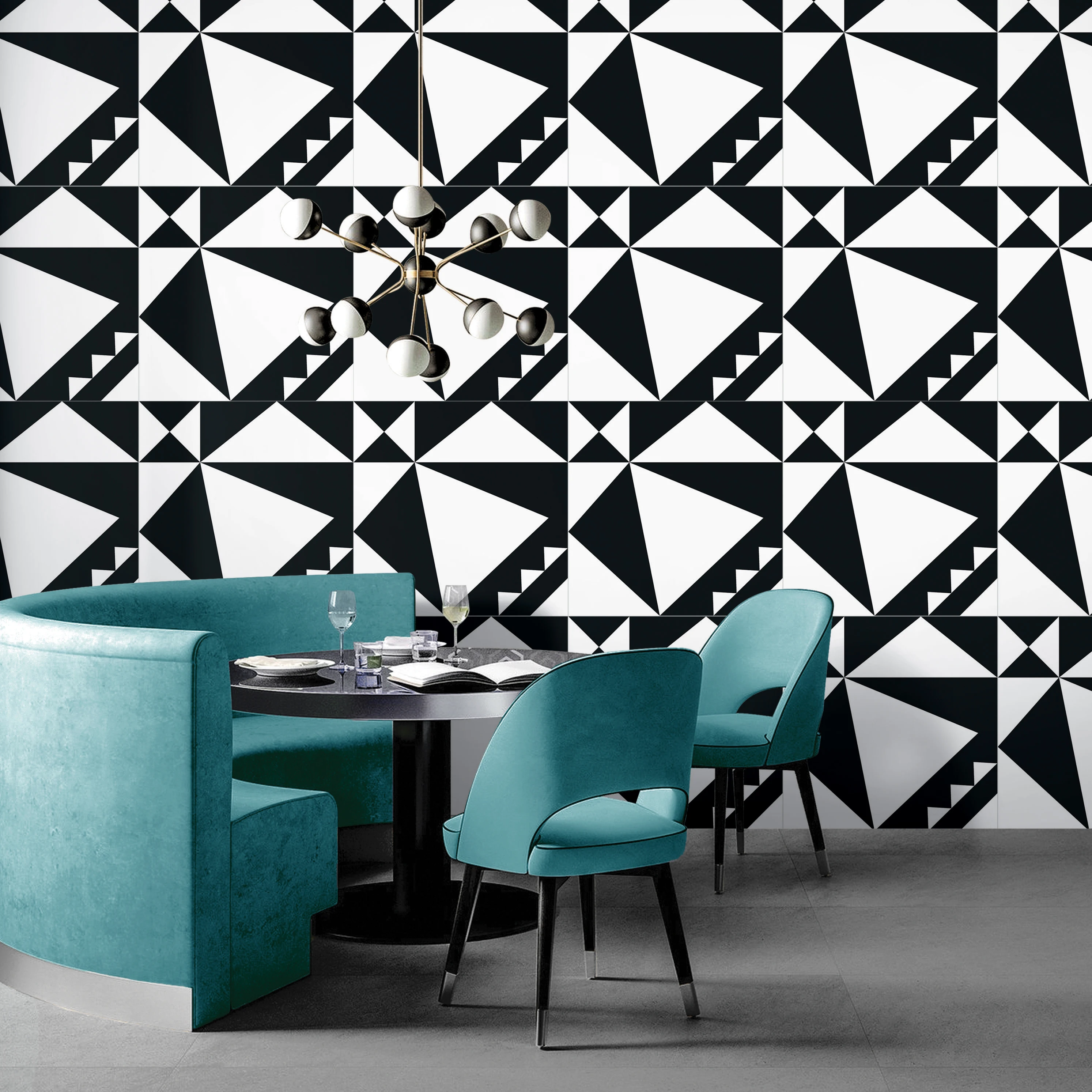 Плитка черно-белая фарфоровая для пола и стен 600 Х600