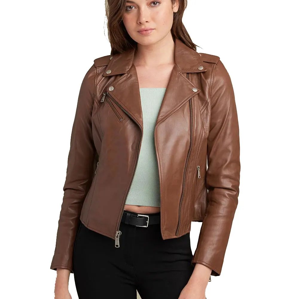 2021 New Arrival Ladies Cowhide genuine leather jackets Women Red Belted Plus Size Cropped Long Sleeve Leather Bomber Jacket