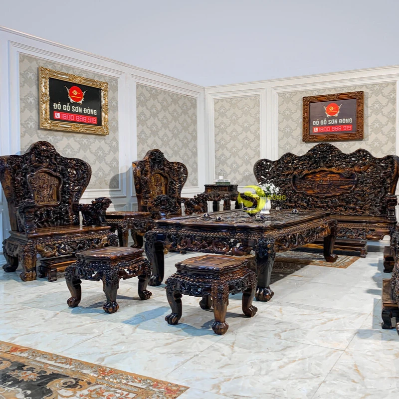 Набор из девятнадцати лет стола и стульев с эбеновым деревянным vip-кодом, 17 предметов