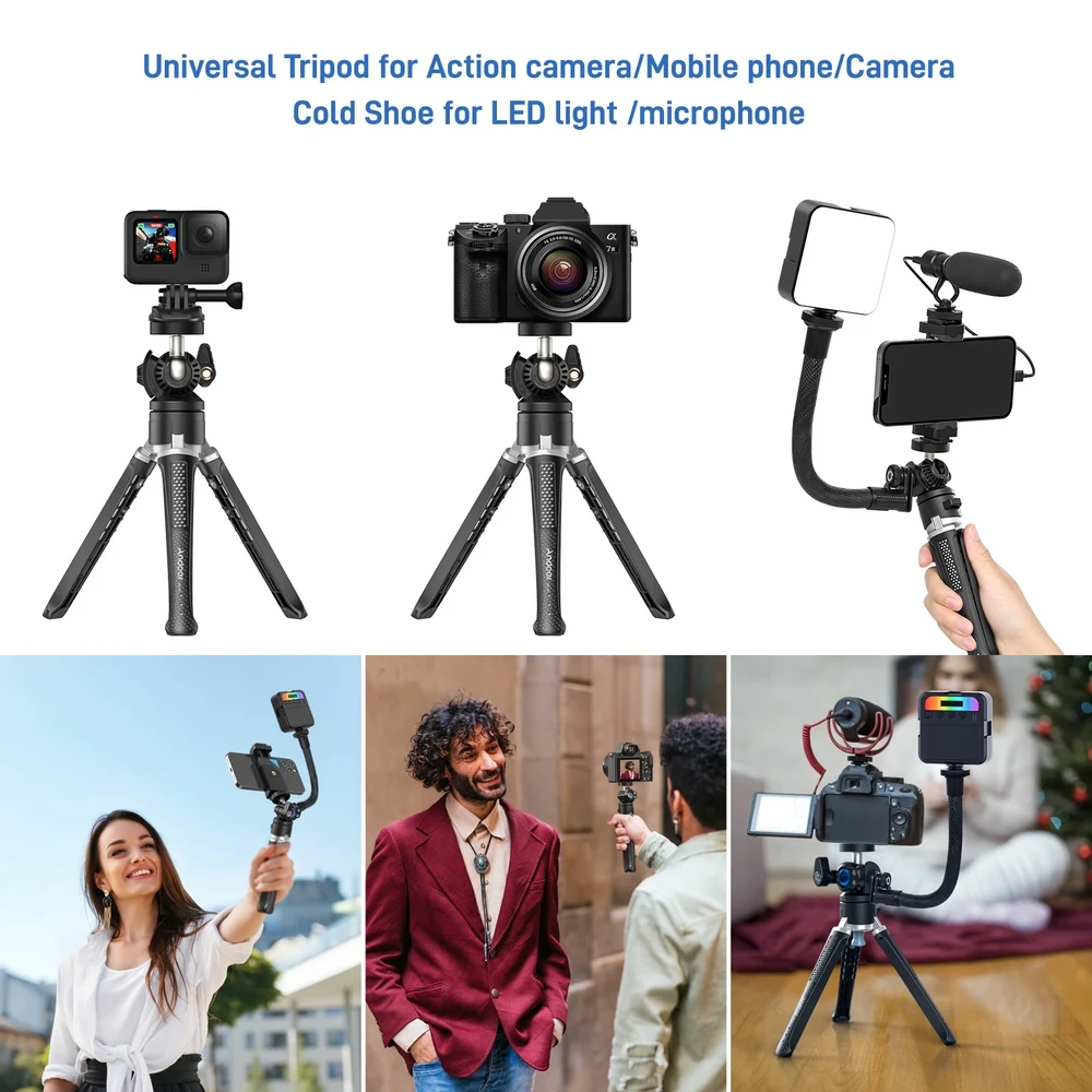 Andoer MT-01 алюминиевого сплава Настольный штатив-Трипод стойка с держателем для мобильного телефона гибкий удлинитель для Vlog потокового видео в реальном времени