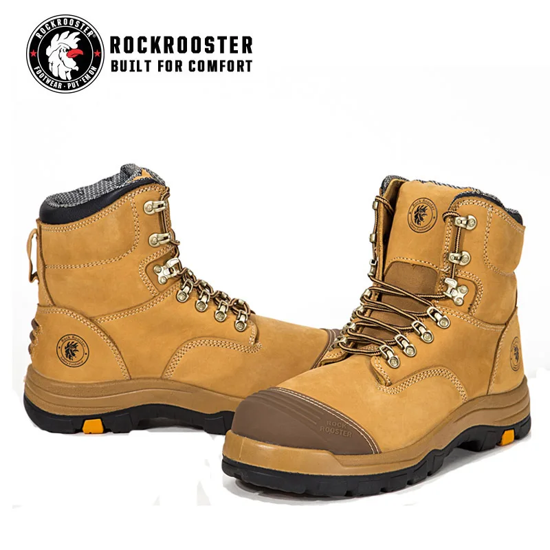 Rockrooster Wheat Laceup Safety Boots Durable Scuff Toecap And Triple Stitched  Safety Boots Mining Safety Boots