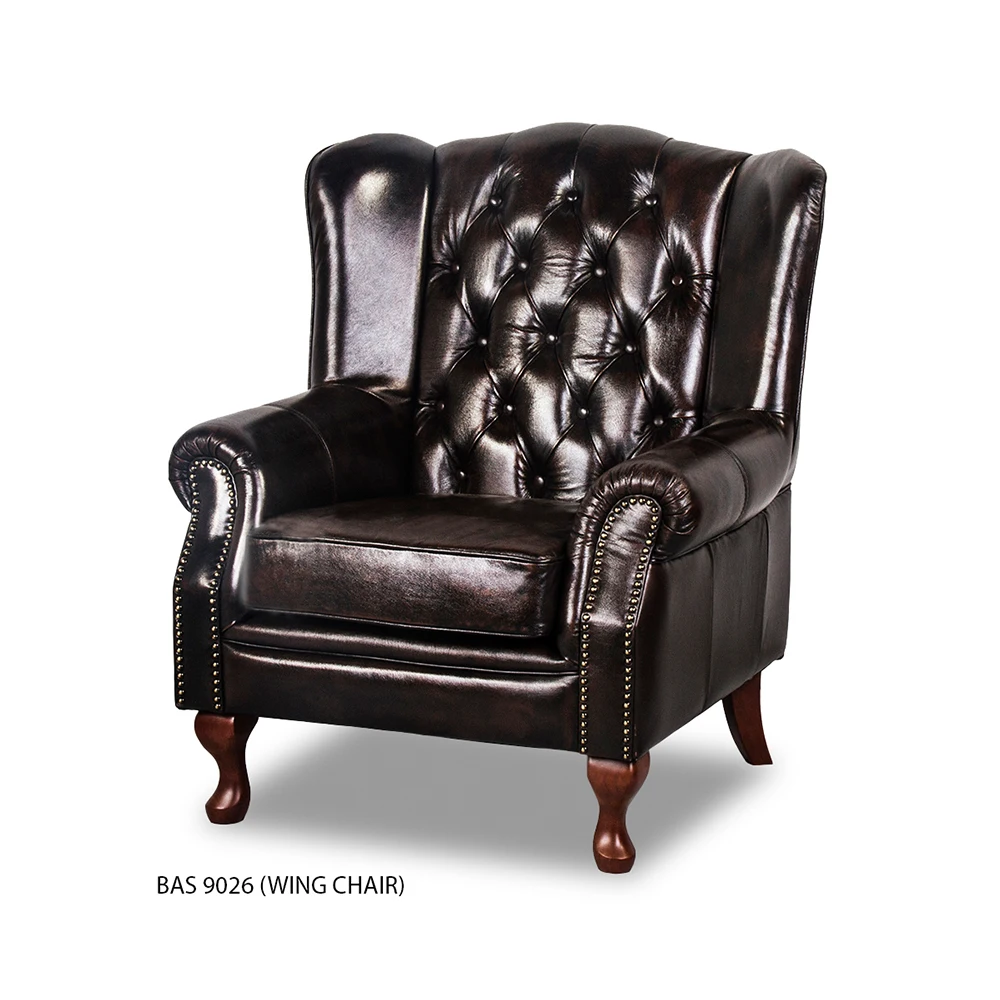 Chesterfield Wing Chair Sofa BAS9026 Living Room Classical Modern Furniture Leather Fabric Luxurious Elegant Malaysia