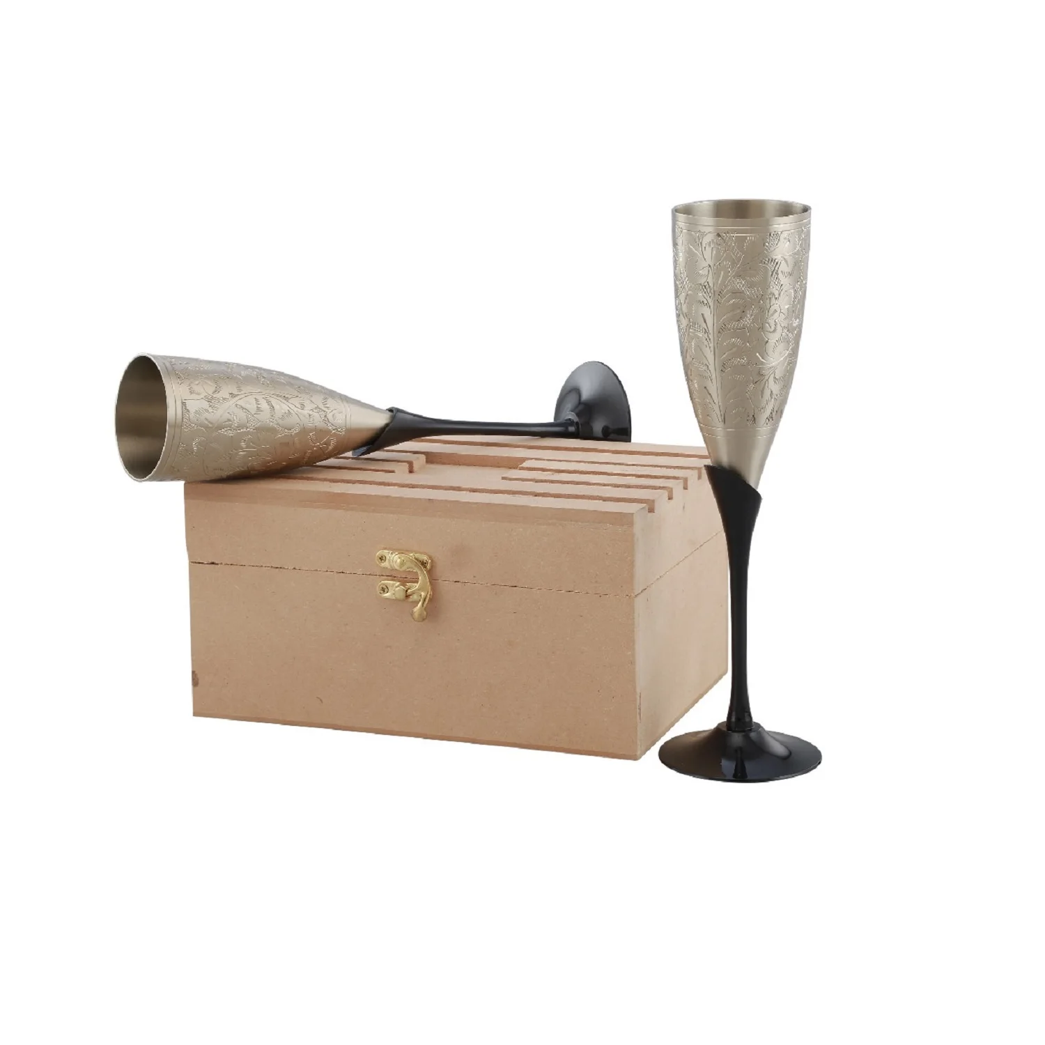 Серебристо-черные антикварные бокалы для шампанского с подарочной коробкой бокалами индивидуальные