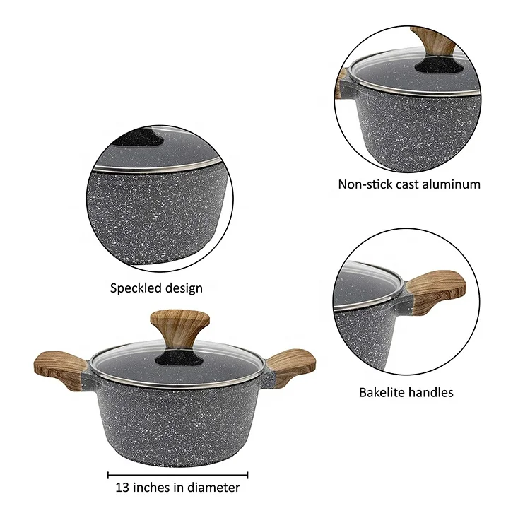 Maisons Hot Selling 4pcs Frying Pan Grill Pan Set Dutch Oven with Lid Non Stick Coating Soup Stock Pots Set