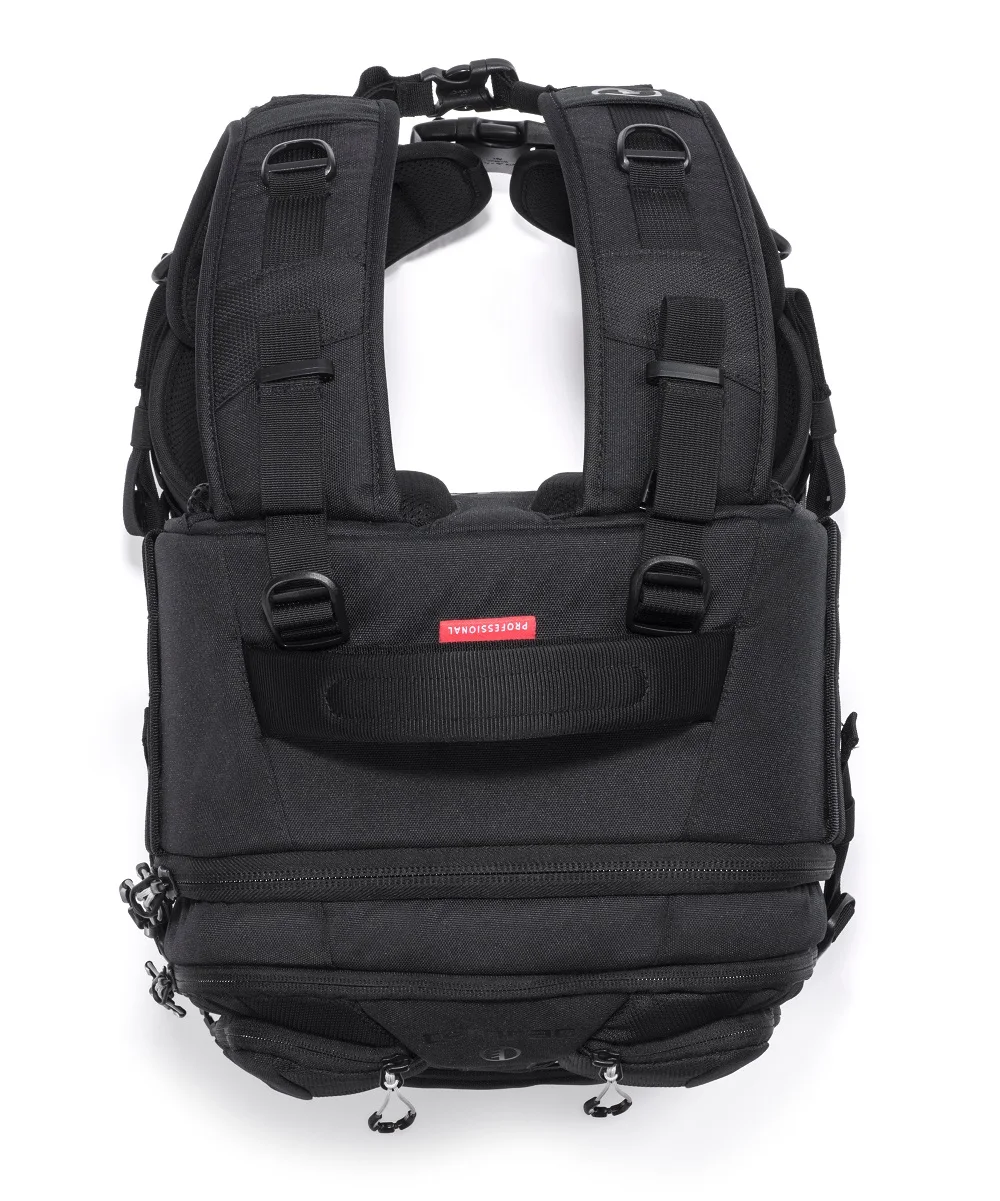 Lightweight Digital Gear Protection PU Coating Nylon Fabric Shockproof Black Camera Bags Backpacks with Large Main Opening