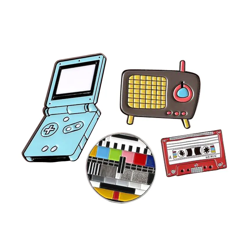 Пользовательский Ретро игровой автомат TV Радио Лента 80s лацкан эмаль