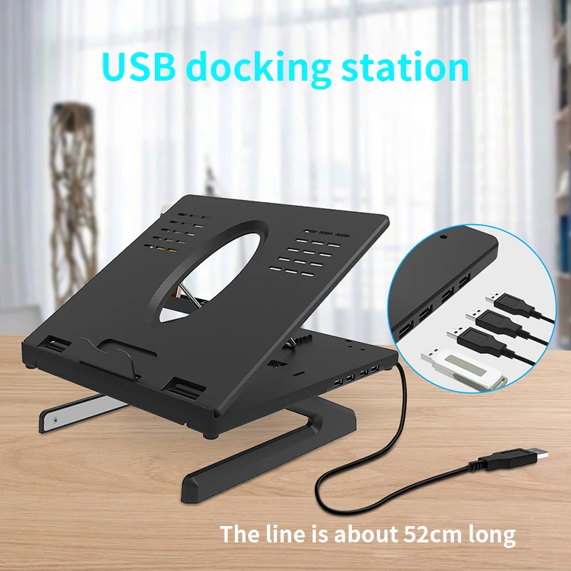 8 скоростей Регулируемая по высоте Пластиковая USB док-станция эргономичный держатель для планшета портативная складная подставка ноутбука