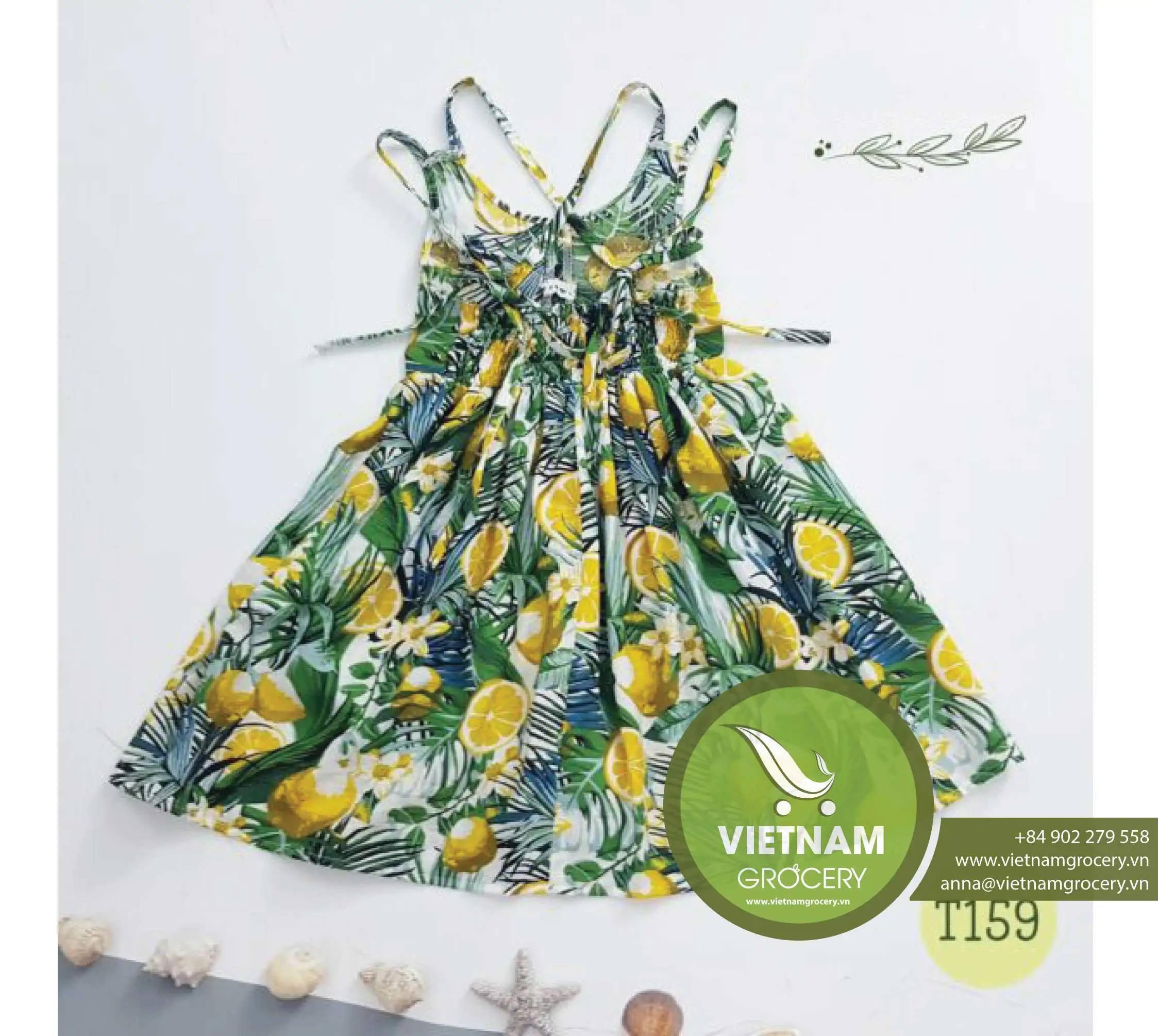Orange Print Beach Dress For Kid Wholesale