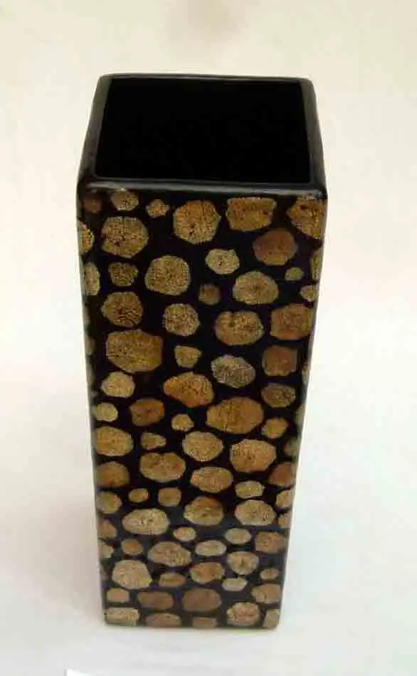 
Square lacquer vase with egg-cell finishing, Vietnam handicrafts, suitable for home-decor, tableware, kitchenware 