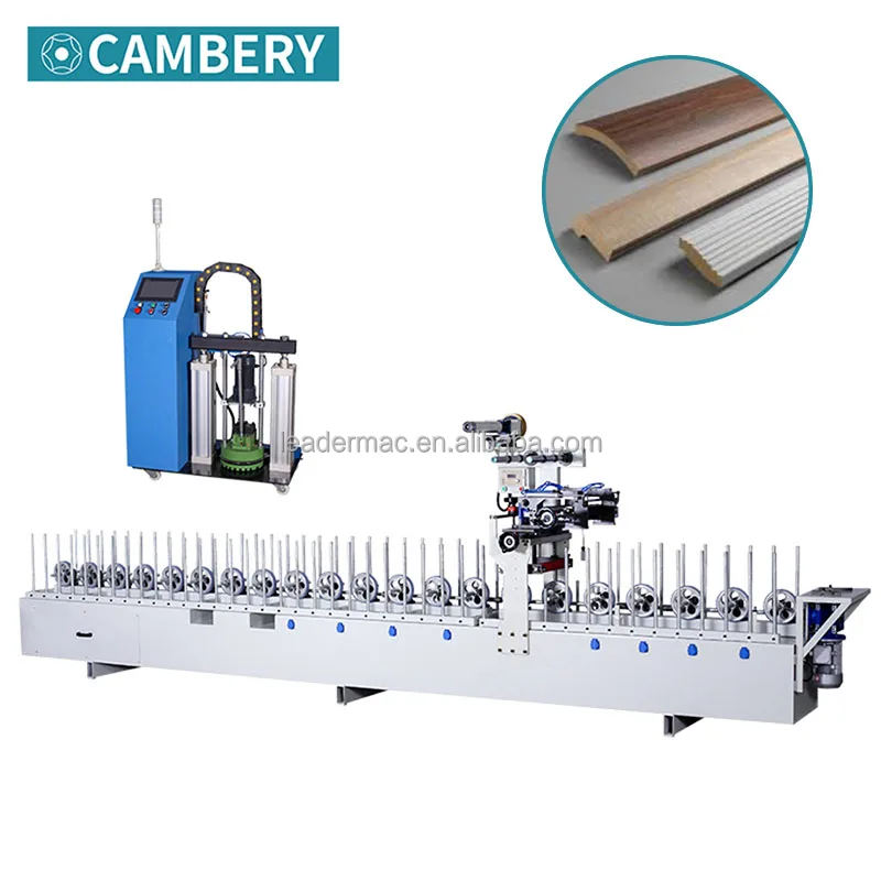Latest innovative design PUR hot melt glue profile wrapping machine for WPC/ MDF profile wrapping machine