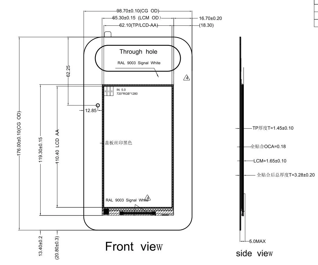 5 дюймов 720*1280 интерфейс MIPI IPS TFT ЖК-панель 31 PIN ЖК-дисплей на основе тонкоплёночной технологии модуль