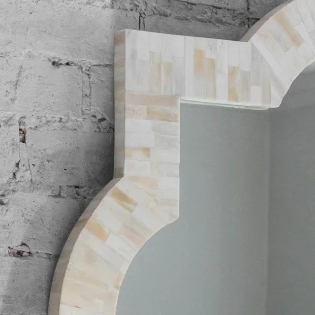  Необычное зеркальное настенное зеркало цвета слоновой кости с костяной инкрустацией по разумной цене