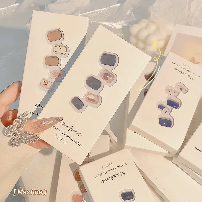 Reusable Fake Press On Finger Nails Full Cover False Wearable Nail Tips 30Pcs Artificial Fingernails