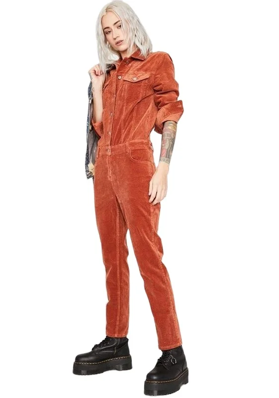 custom corduroy romper uniform Work Bib Overall with Buckles overall cover suit ladies Dresses Jumpsuits & Rompers bodysuit