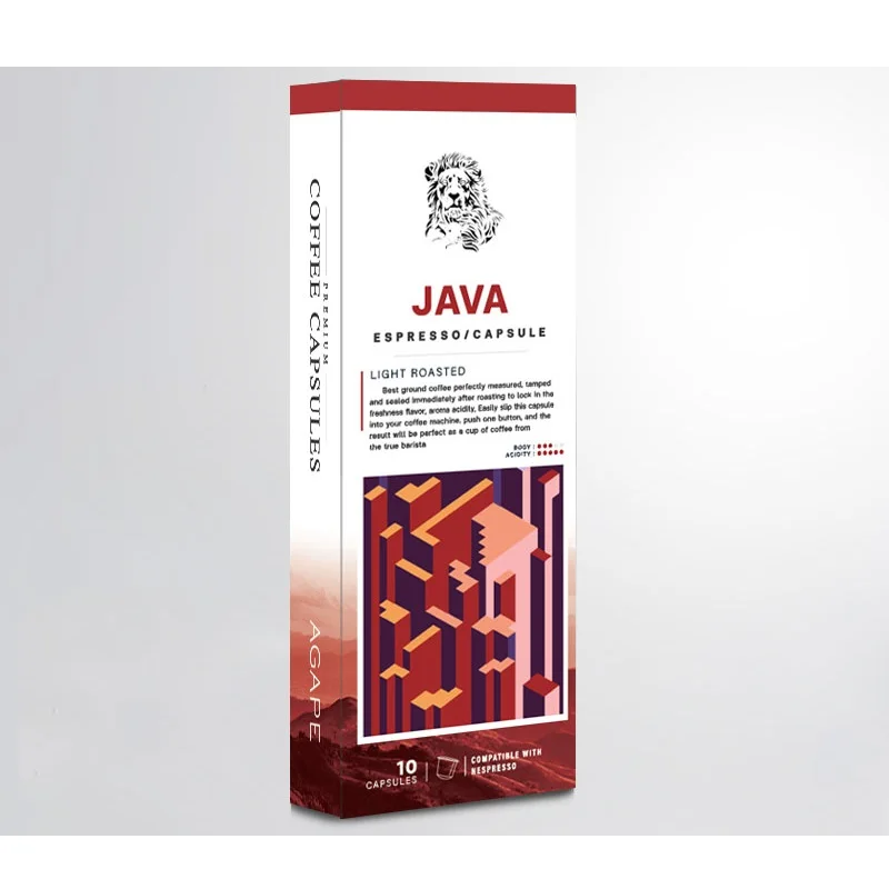 Без искусственных запахов, добавленный светлый обжаренный кислый вкус, капсулы кофе Java (10 капсул), экспорт из Таиланда