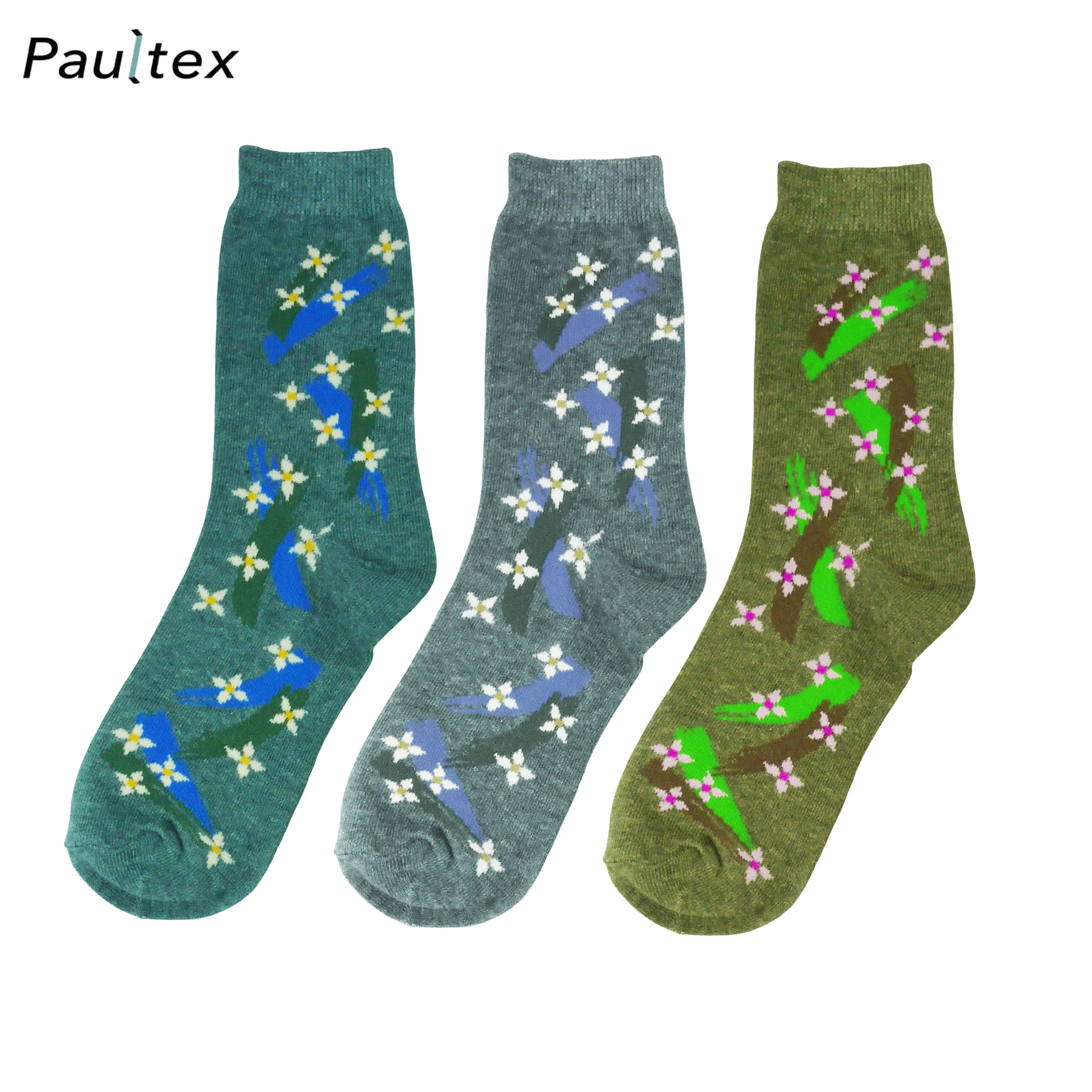 
Custom Trendy Novelty Flower Floral Leaf Knit Knitting Socks 