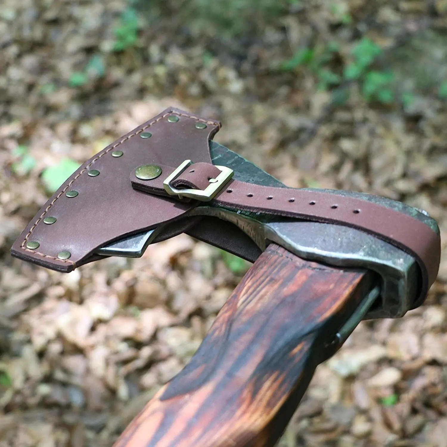 High quality wholesale handmade genuine Leather Axe head Sheath Adjustable For Outdoor Camping axe
