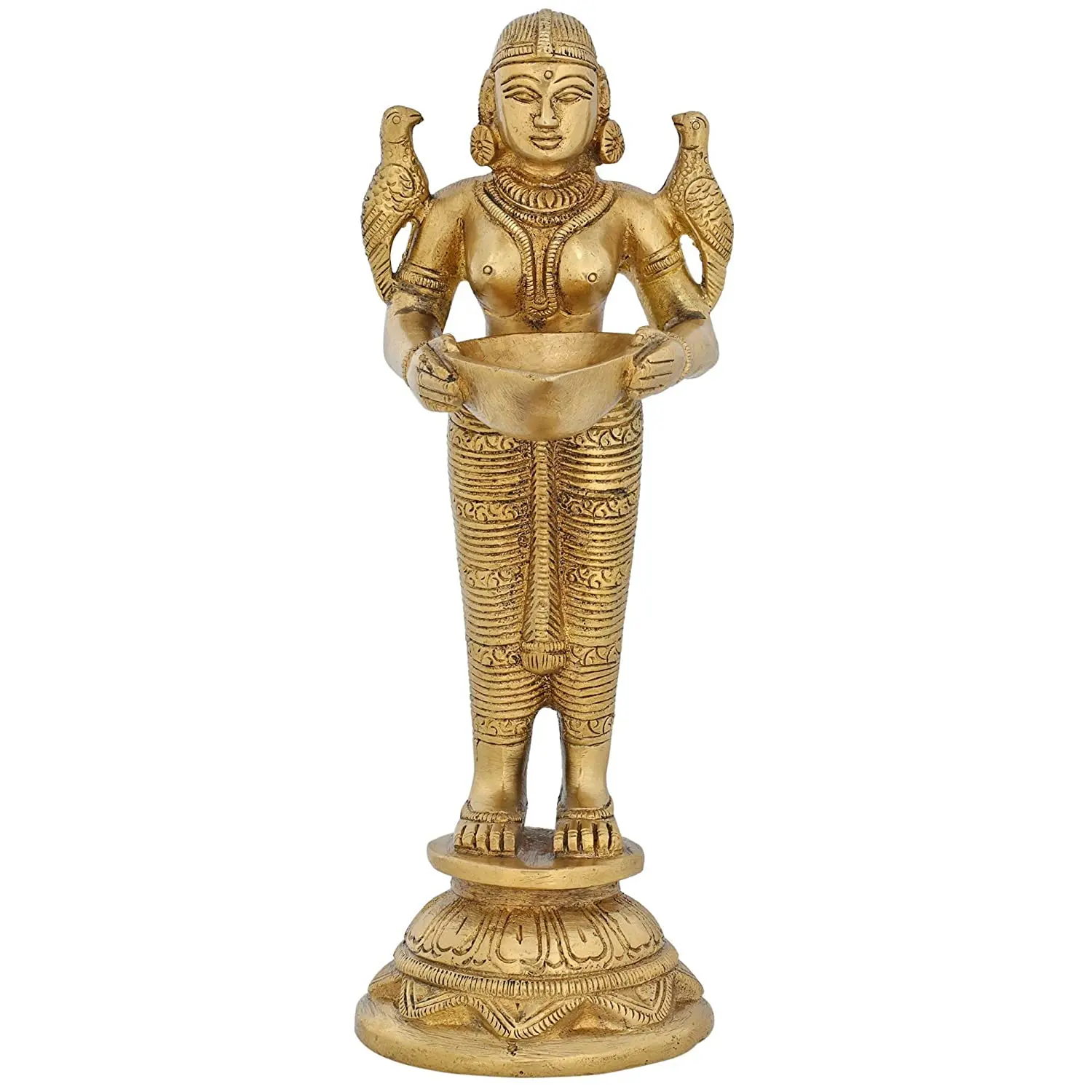 ShalinIndia индийская латунная масляная лампа ручной работы Deva Kanya Diya 7 25 дюйма x 2 5 религиозные рождественские подарки индийские латунные масляные лампы