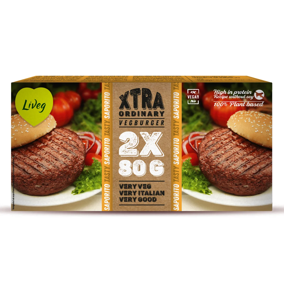 
VEGAN XTRABURGER TASTY, LIVEG-BIOLAB, MADE IN ITALY WITH SUNFLOWER PROTEIN 2X80 GRAMS 