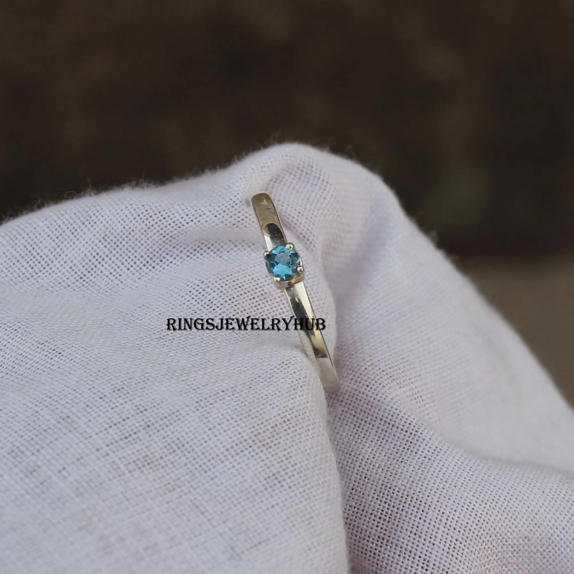
Natural London Blue Topaz Ring Handmade jewelry Round Cut Ring Best Quality Silver Ring 