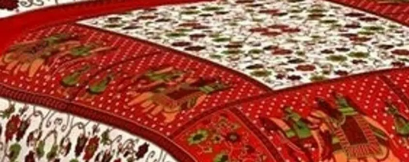 Red Color Handmade Cotton Double Bed Sheet with 2 Pillow Covers High Classical Finishing